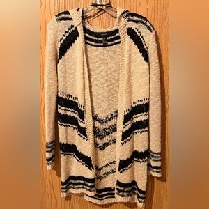 Forever 21 Black and Cream hooded Cardigan
